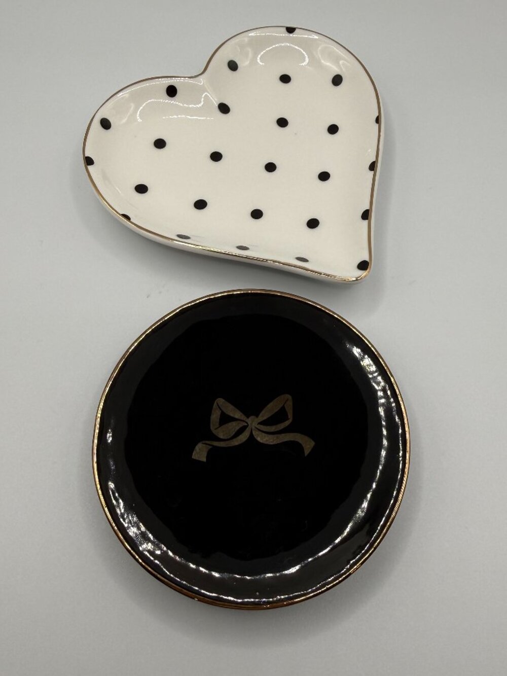 Ceramic Trinket Dish Black & Gold Set